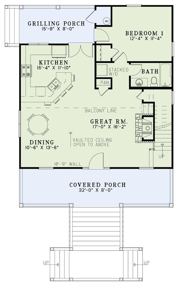 Home Plan - Cabin Floor Plan - Main Floor Plan #17-2356