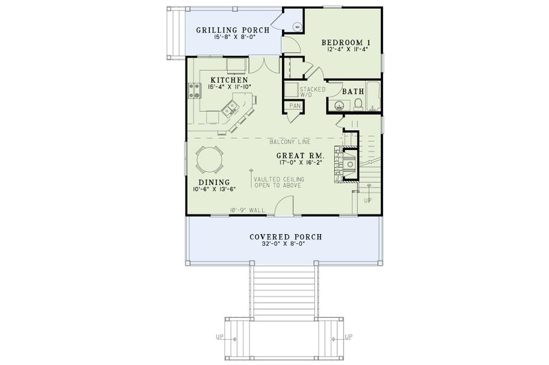 Home Plan - Floor Plan - Main Floor for Cabin House Plan #17-2356 - 2 bed, 2 bath