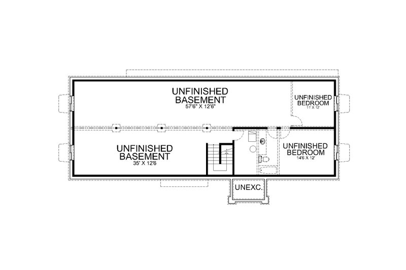 Architectural House Design - Floor Plan - Lower Floor for Farmhouse House Plan #112-204 - 3 bed, 2 bath