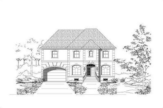 Exterior - Front Elevation for European House Plan #411-502 - 4 bed, 3.5 bath