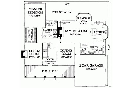 Floor Plan - Main Floor for Southern House Plan #137-174 - 4 bed, 4 bath