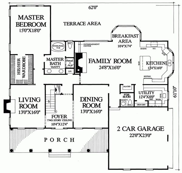 Home Plan - Southern Floor Plan - Main Floor Plan #137-174