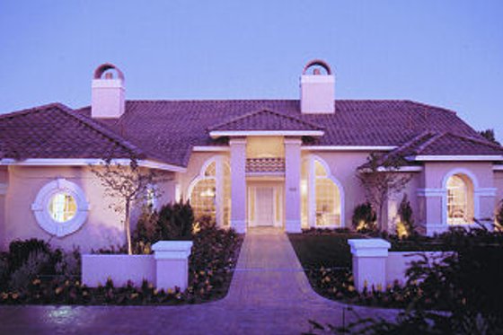 Exterior - Front Elevation for Mediterranean House Plan #417-373 - 4 bed, 3 bath