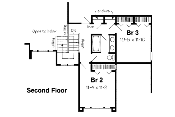 Floor Plan - Upper Floor House Plan #312-397 - 3 bed, 2.5 bath