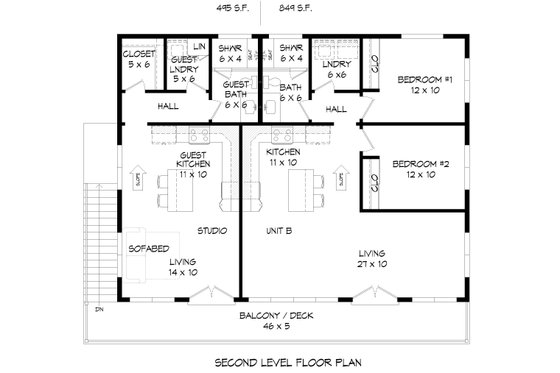Floor Plan - Main Floor for Contemporary House Plan #932-364 - 2 bed, 2 bath