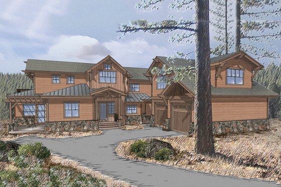 Exterior - Front Elevation for Craftsman House Plan #899-3 - 5 bed, 6 bath