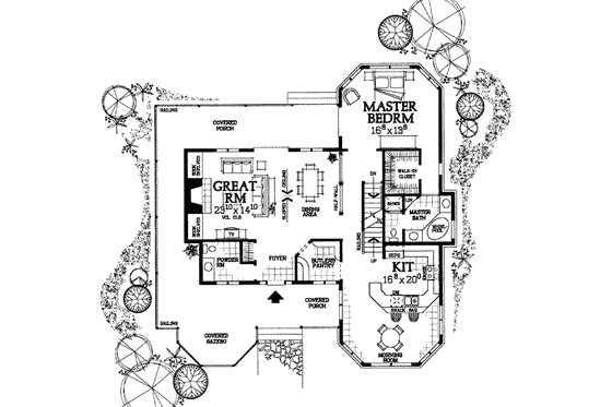 Floor Plan - Main Floor for Victorian House Plan #72-224 - 3 bed, 2.5 bath