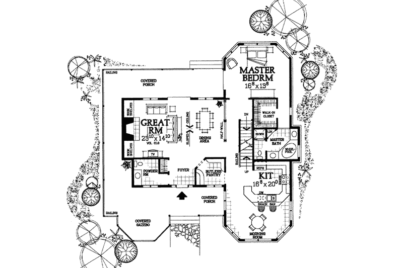 Architectural House Design - Floor Plan - Main Floor for Victorian House Plan #72-224 - 3 bed, 2.5 bath