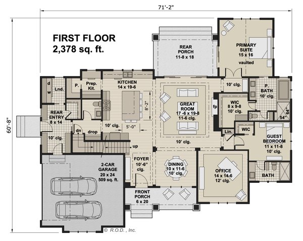 House Plan Design - Farmhouse Floor Plan - Main Floor Plan #51-1222