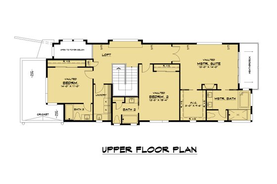 Floor Plan - Upper Floor for Modern House Plan #1066-106 - 3 bed, 3.5 bath