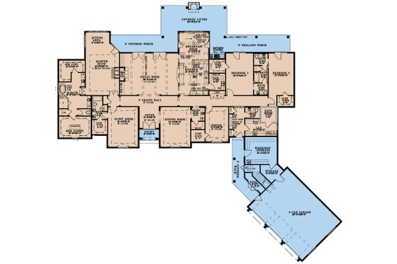 Floor Plan - Main Floor for European House Plan #923-392 - 4 bed, 3.5 bath
