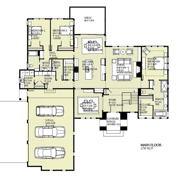 House Design - Tudor Floor Plan - Main Floor Plan #901-119