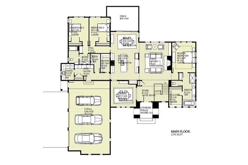 Architectural House Design - Floor Plan - Main Floor for Tudor House Plan #901-119 - 5 bed, 3.5 bath