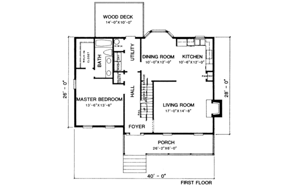 Floor Plan - Main Floor for Country House Plan #10-229 - 3 bed, 2 bath