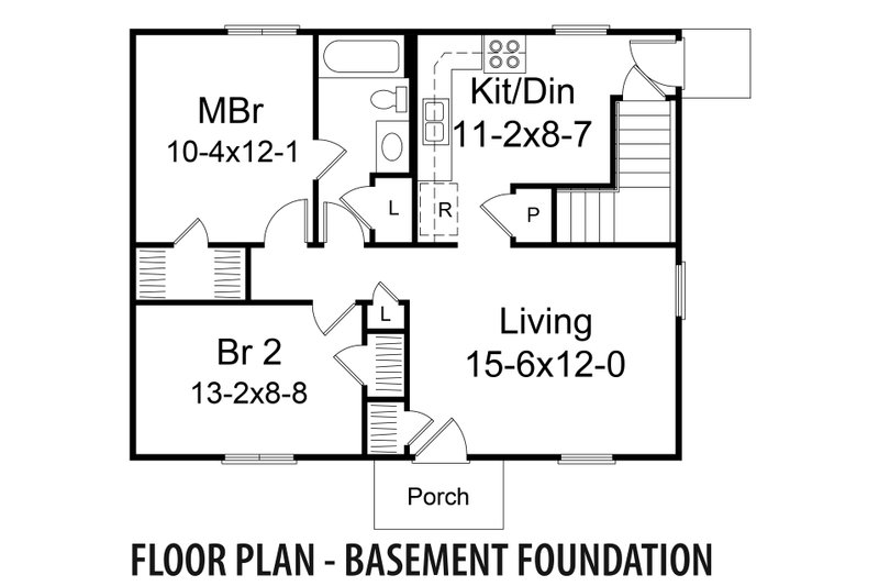 Home Plan - Floor Plan - Lower Floor for Ranch House Plan #57-242 - 2 bed, 1 bath
