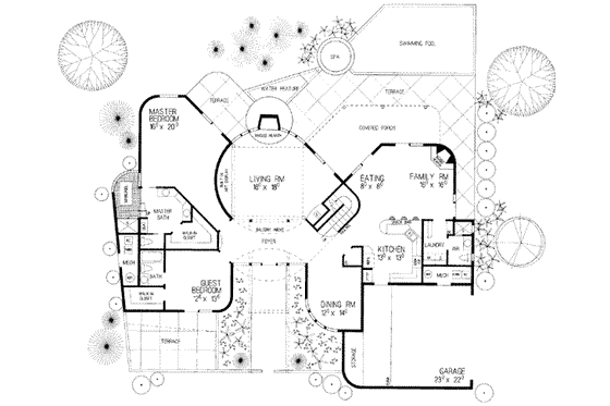 Floor Plan - Main Floor for Modern House Plan #72-175 - 4 bed, 4 bath