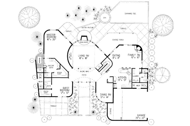 Dream House Plan - Floor Plan - Main Floor for Modern House Plan #72-175 - 4 bed, 4 bath