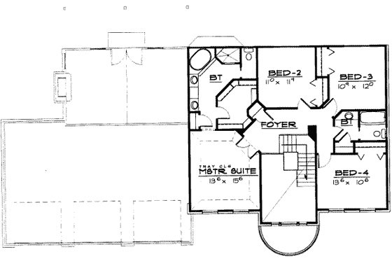 Floor Plan - Upper Floor for Southern House Plan #308-179 - 4 bed, 2.5 bath