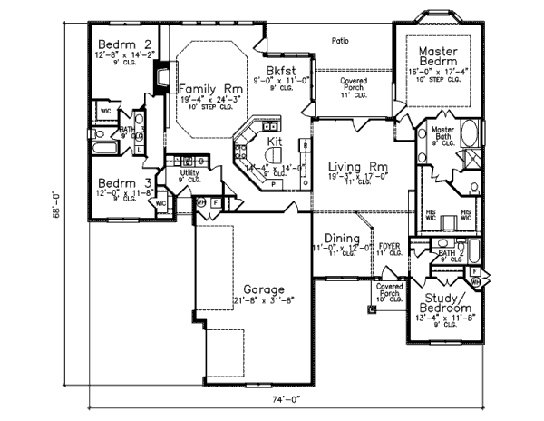 Southern Floor Plan - Main Floor Plan #52-233