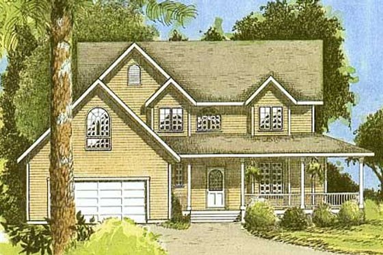 Exterior - Front Elevation for Country House Plan #409-1112 - 3 bed, 2.5 bath