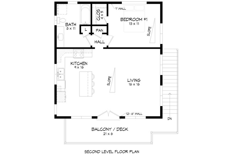 Architectural House Design - Floor Plan - Upper Floor for Beach House Plan #932-1138 - 1 bed, 1 bath