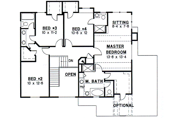Traditional Floor Plan - Upper Floor Plan #67-503