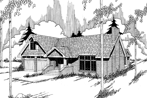 Exterior - Front Elevation 3 for Ranch House Plan #60-715 - 3 bed, 2 bath