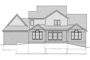 Exterior - Rear Elevation for Country House Plan #46-777 - 4 bed, 2.5 bath