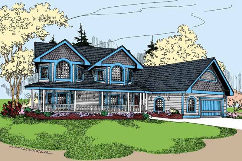 Home Plan - Country Exterior - Front Elevation Plan #60-717