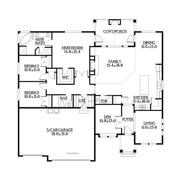 Architectural House Design - Craftsman Floor Plan - Main Floor Plan #132-538