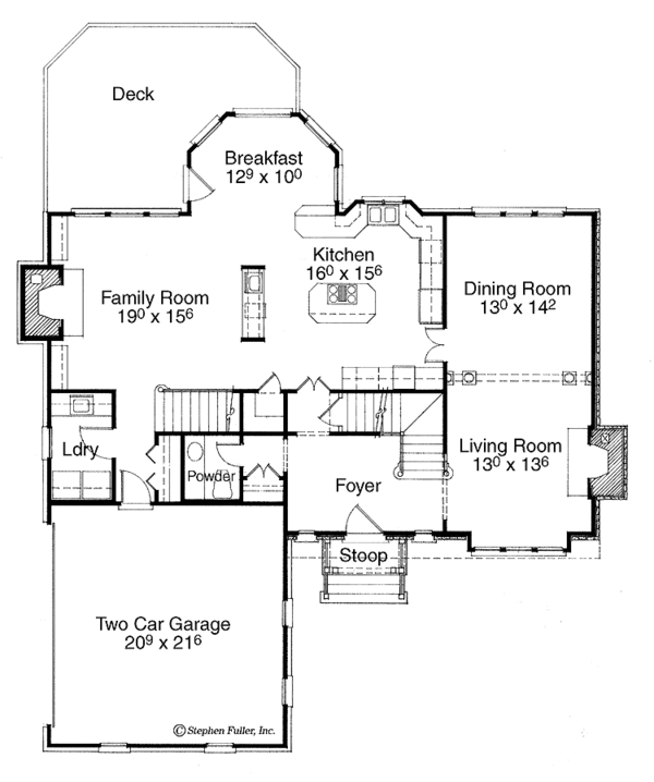 Architectural House Design - Colonial Floor Plan - Main Floor Plan #429-98