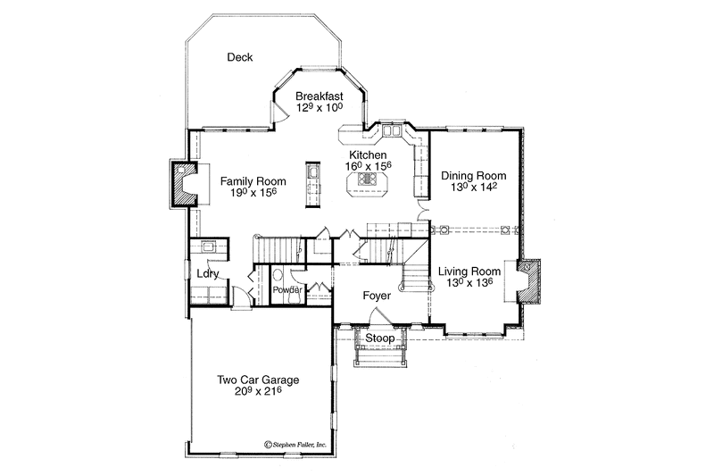 Home Plan - Floor Plan - Main Floor for Colonial House Plan #429-98 - 4 bed, 3.5 bath