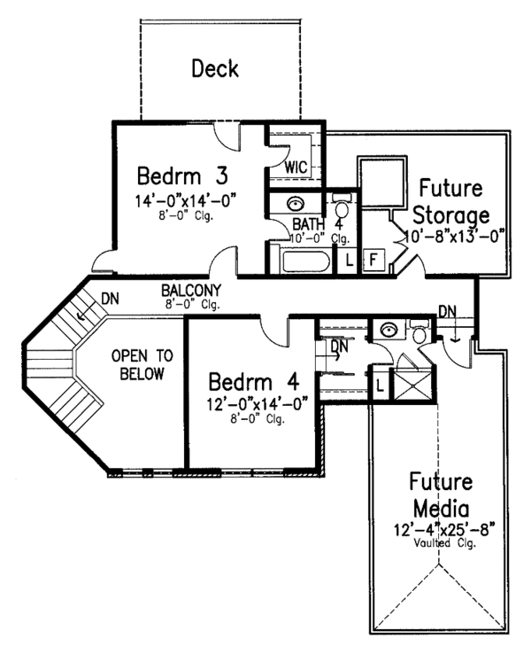Architectural House Design - European Floor Plan - Upper Floor Plan #52-282