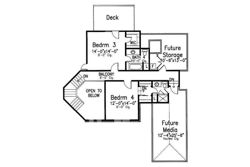 Architectural House Design - Floor Plan - Upper Floor for European House Plan #52-282 - 4 bed, 4.5 bath