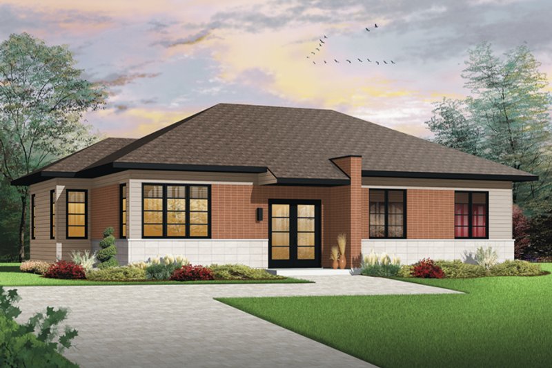 Home Plan - Exterior - Front Elevation 3 for Contemporary House Plan #23-2567 - 3 bed, 1 bath