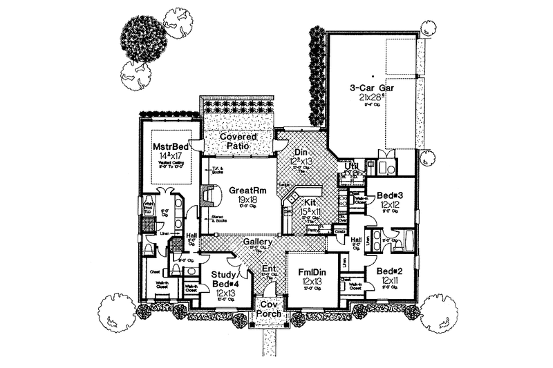 Home Plan - Floor Plan - Main Floor for European House Plan #310-1096 - 4 bed, 3 bath