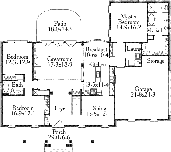 Home Plan - Southern Floor Plan - Main Floor Plan #406-196