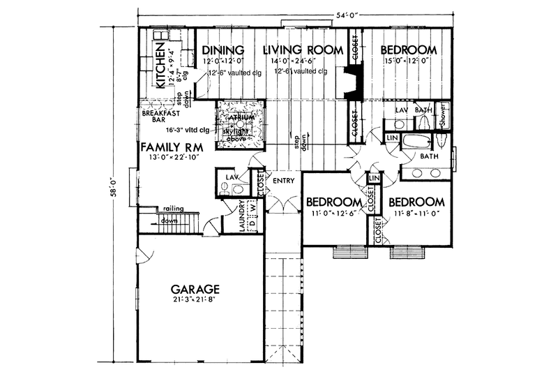 House Blueprint - Floor Plan - Main Floor for Mediterranean House Plan #320-1296 - 3 bed, 2.5 bath