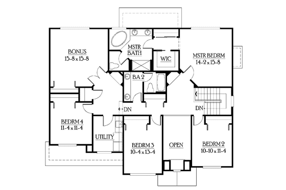 Floor Plan - Upper Floor for Traditional House Plan #132-377 - 4 bed, 2.5 bath
