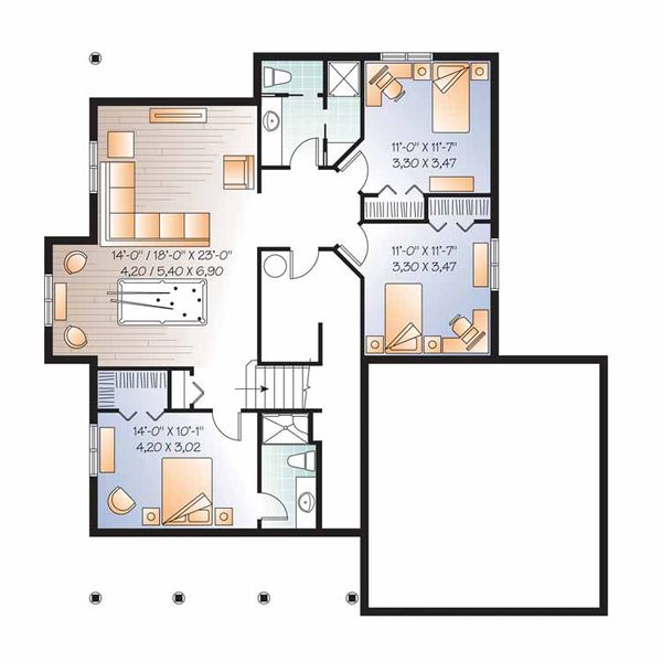 Home Plan - Country Floor Plan - Lower Floor Plan #23-2536