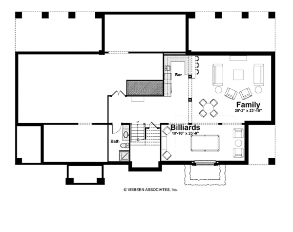 House Blueprint - Craftsman Floor Plan - Lower Floor Plan #928-176