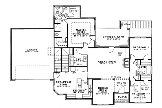 Floor Plan - Main Floor for European House Plan #17-2711 - 3 bed, 2 bath