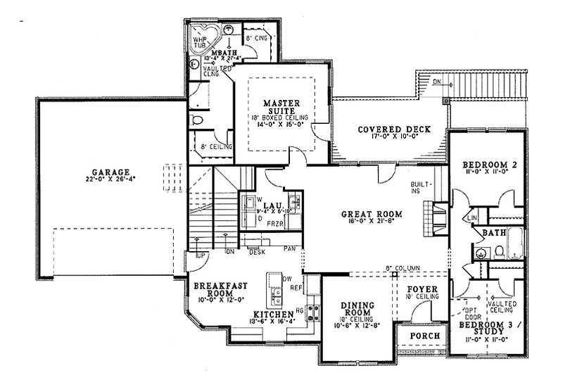 Home Plan - Floor Plan - Main Floor for European House Plan #17-2711 - 3 bed, 2 bath