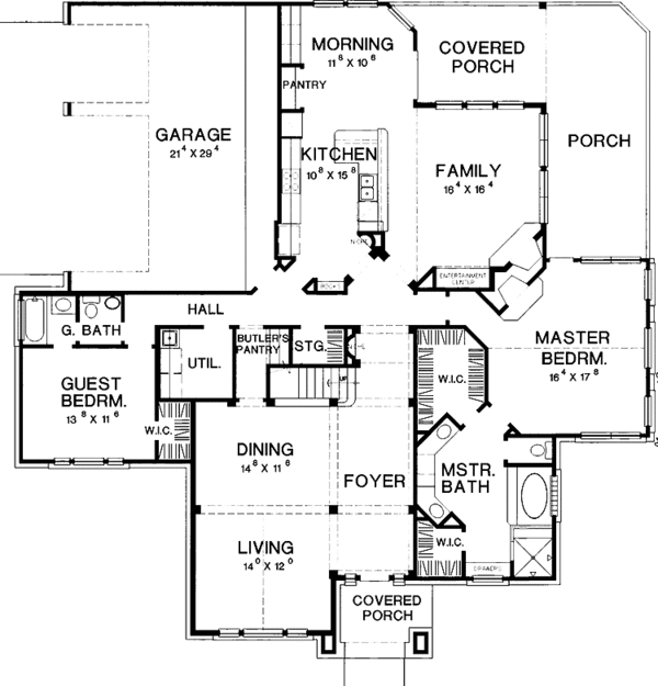 Architectural House Design - Traditional Floor Plan - Main Floor Plan #472-225