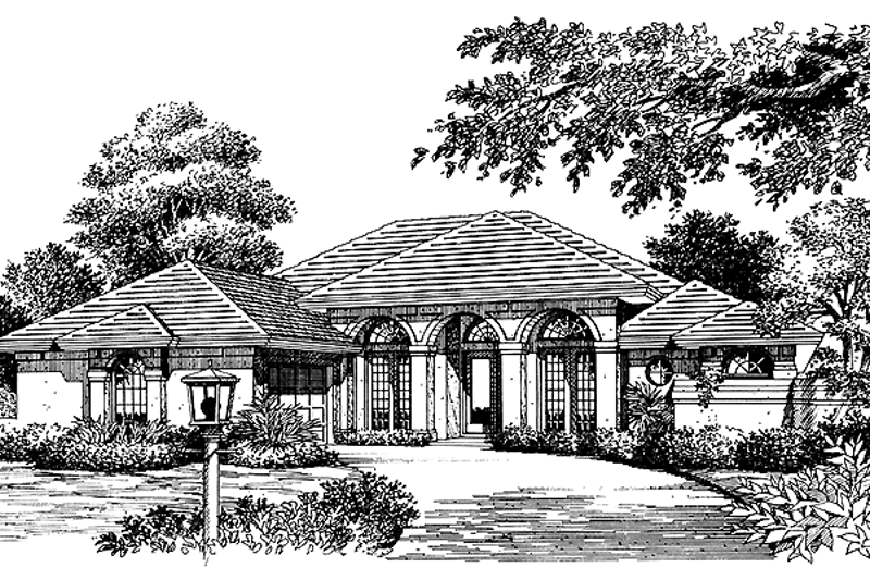 Dream House Plan - Mediterranean Exterior - Front Elevation Plan #417-649