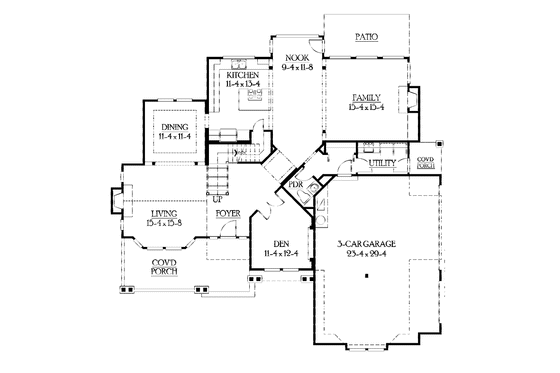 Floor Plan - Main Floor for Craftsman House Plan #132-406 - 4 bed, 2.5 bath