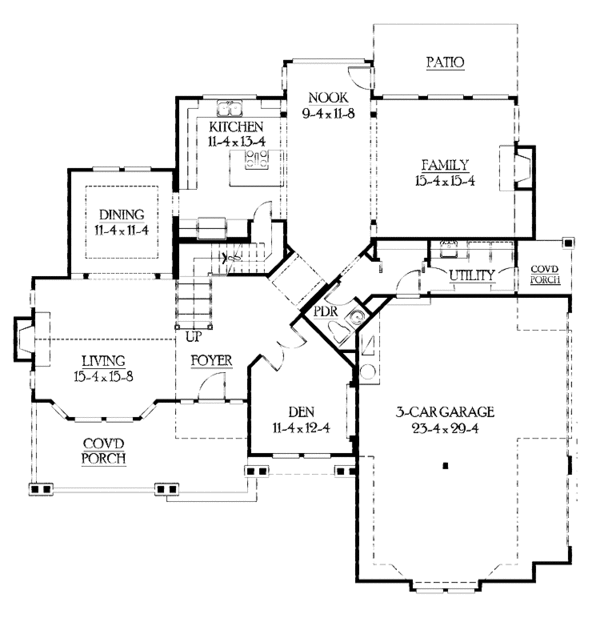 Architectural House Design - Craftsman Floor Plan - Main Floor Plan #132-406