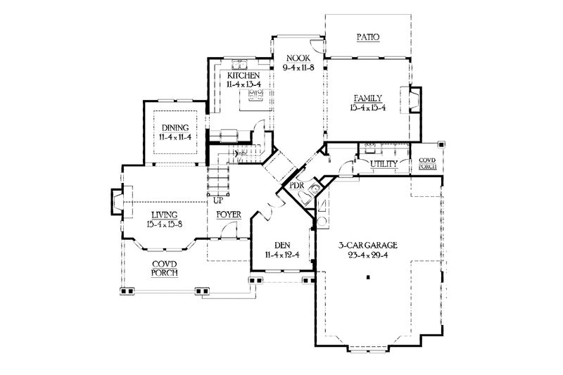 House Design - Floor Plan - Main Floor for Craftsman House Plan #132-406 - 4 bed, 2.5 bath