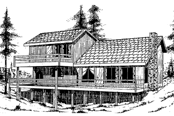Exterior - Front Elevation 3 for Country House Plan #60-770 - 3 bed, 2 bath