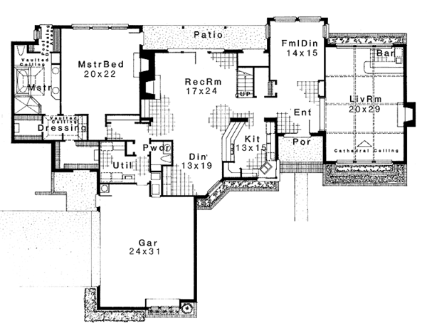 House Plan Design - Mediterranean Floor Plan - Main Floor Plan #310-1071